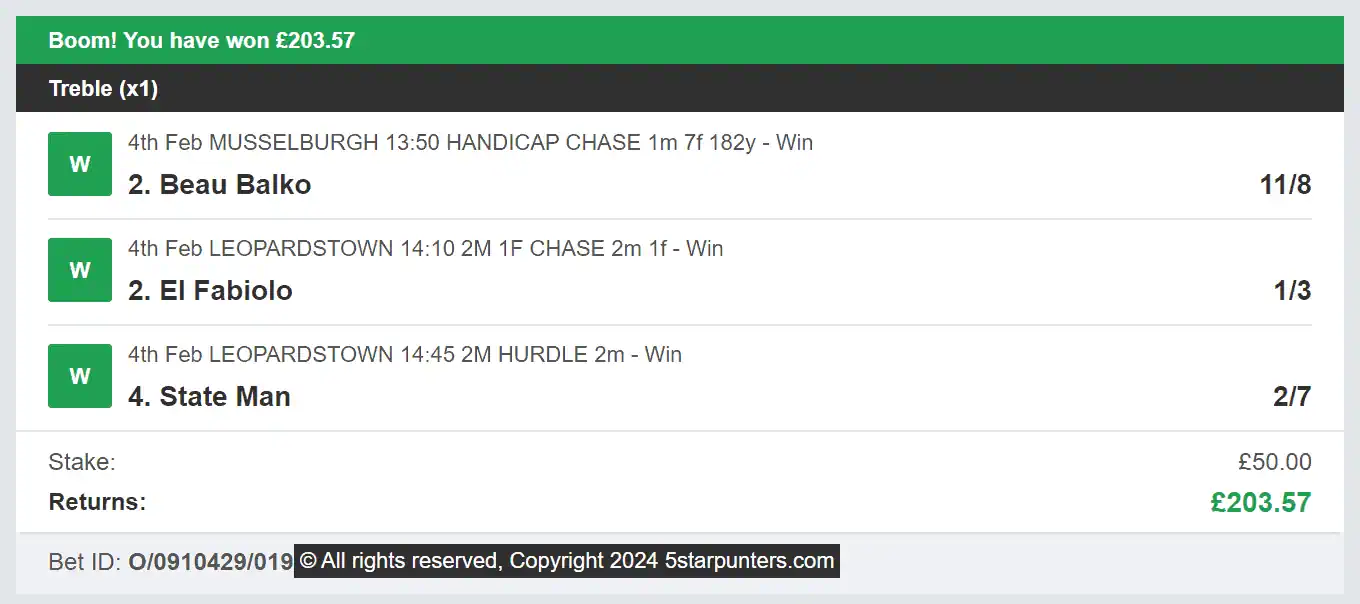 5 Star Punters - Multi Winner - 2024-02-04