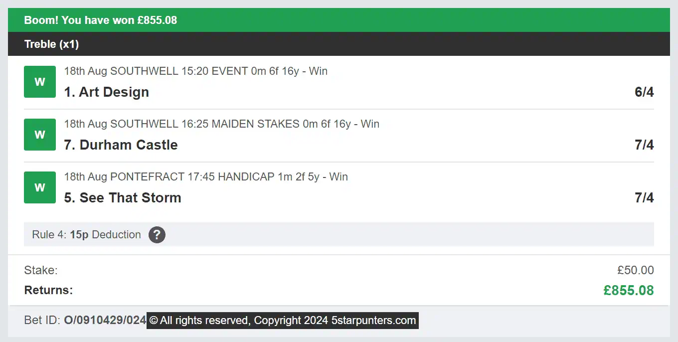5 Star Punters - Multi Winner - 2024-08-18