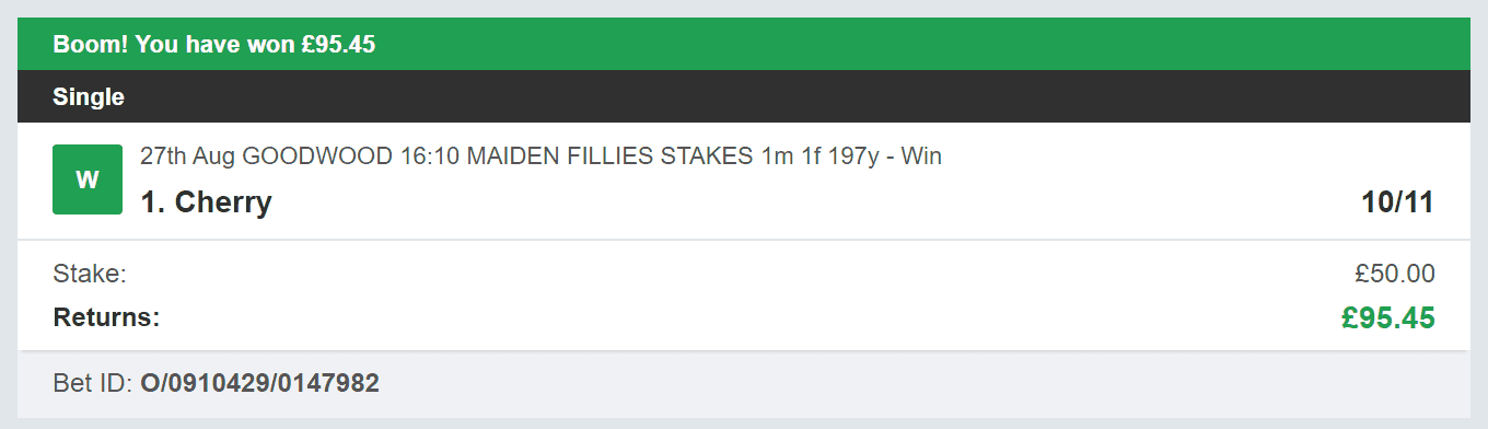5 Star Punters - Winner 1 - 2023-08-27