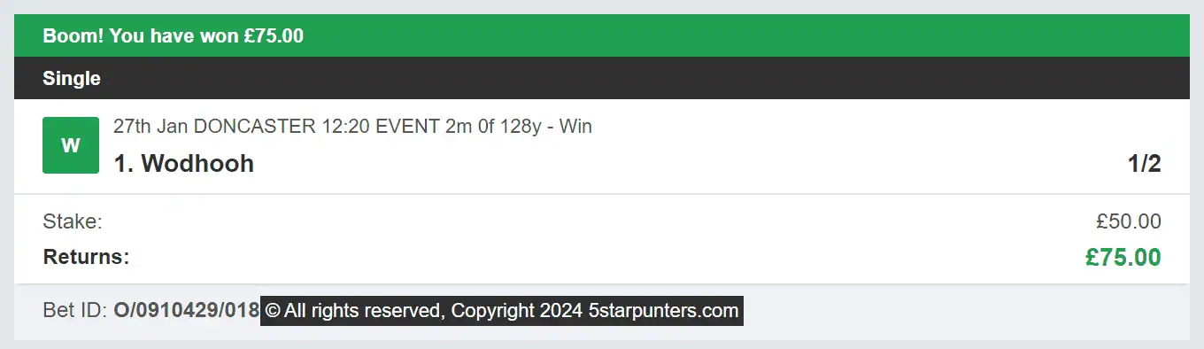 5 Star Punters - Winner 1 - 2024-01-27
