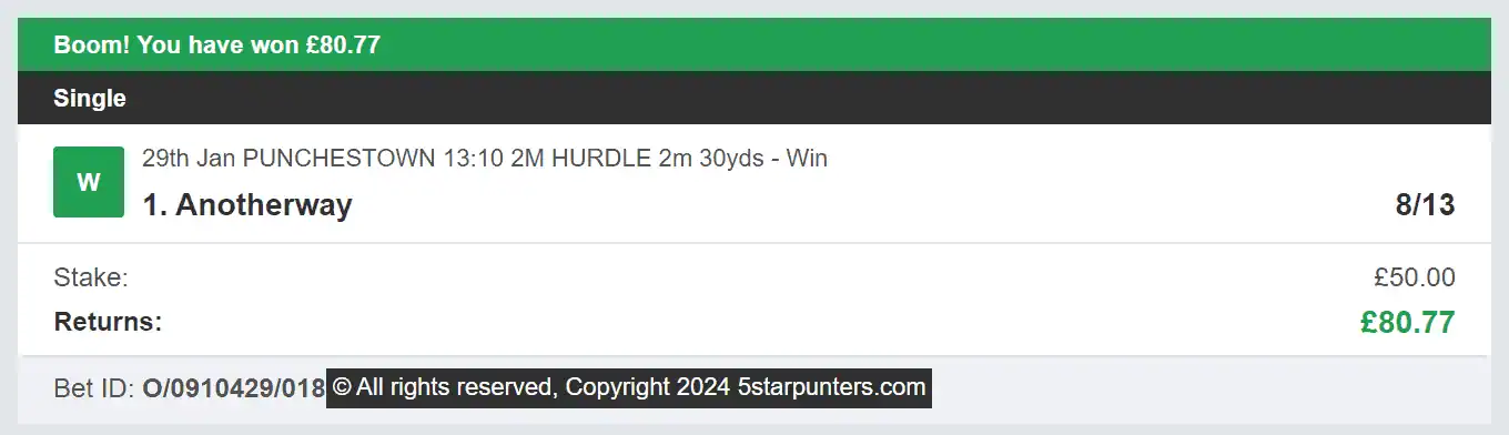 5 Star Punters - Winner 1 - 2024-01-29