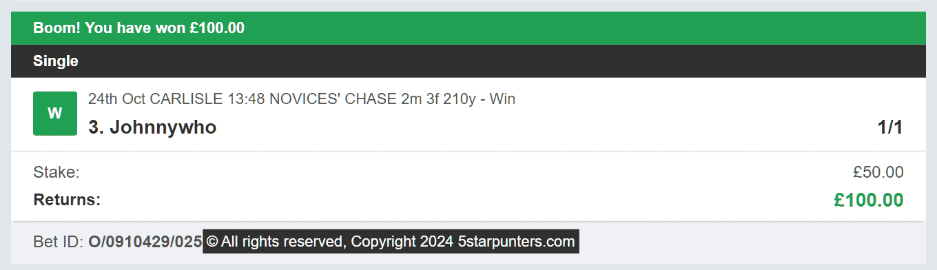 5 Star Punters - Winner 1 - 2024-10-24
