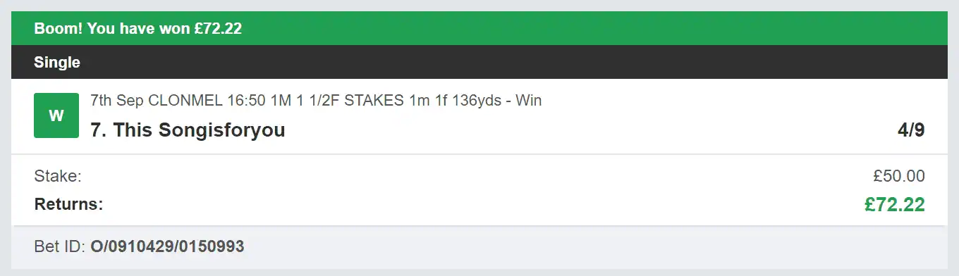 5 Star Punters - Winner 2 - 2023-09-07