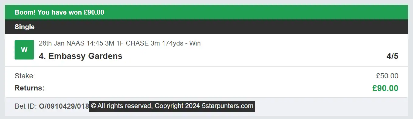 5 Star Punters - Winner 2 - 2024-01-28