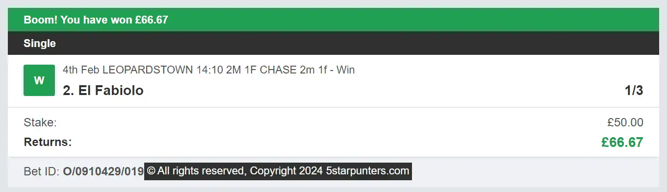 5 Star Punters - Winner 2 - 2024-02-04