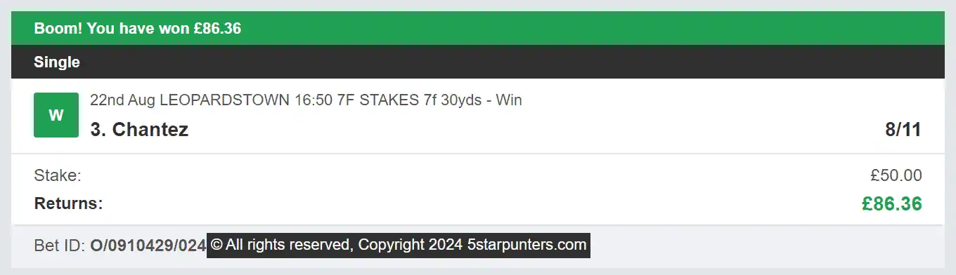 5 Star Punters - Winner 2 - 2024-08-22