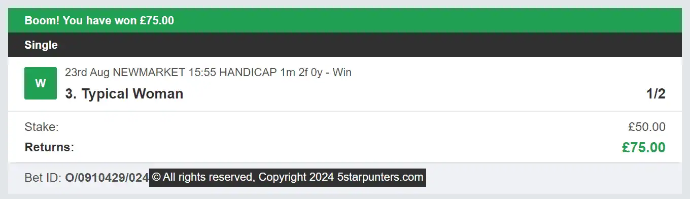5 Star Punters - Winner 2 - 2024-08-23