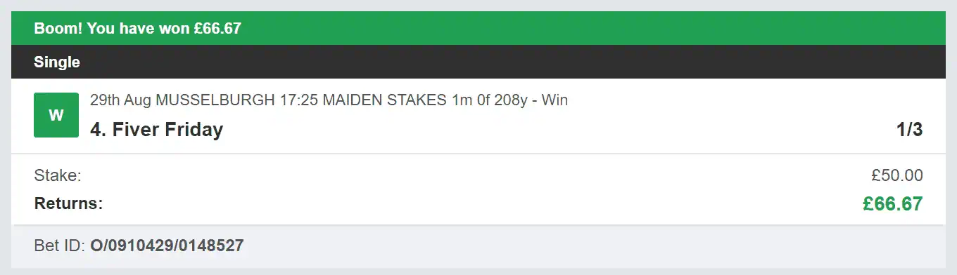 5 Star Punters - Winner 3 - 2023-08-29