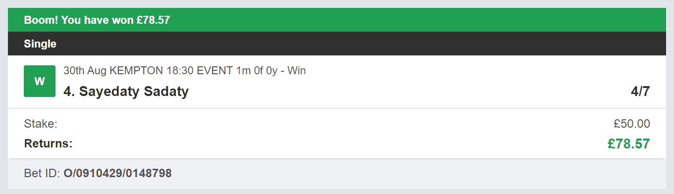 5 Star Punters - Winner 3 - 2023-08-30