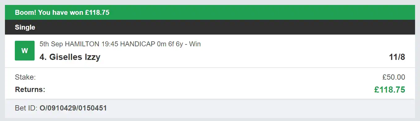 5 Star Punters - Winner 3 - 2023-09-05