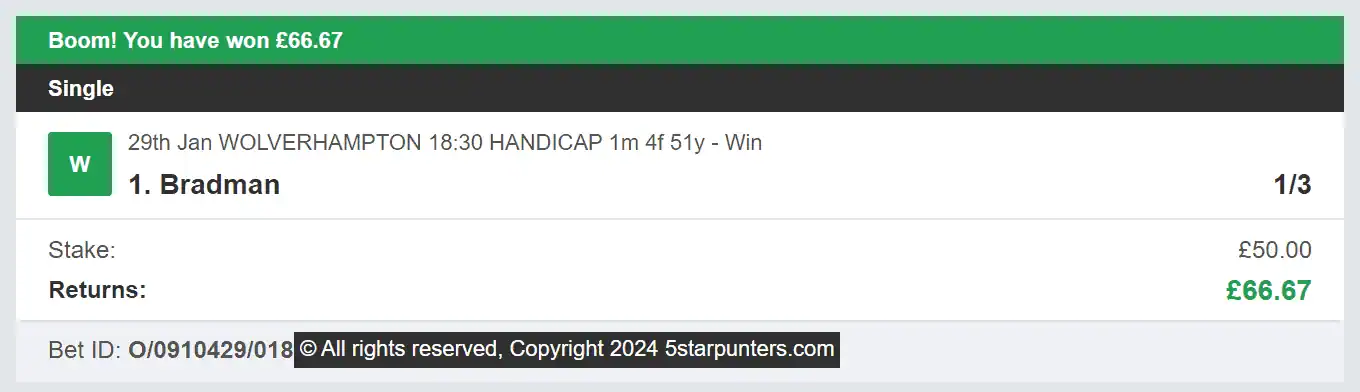 5 Star Punters - Winner 3 - 2024-01-29