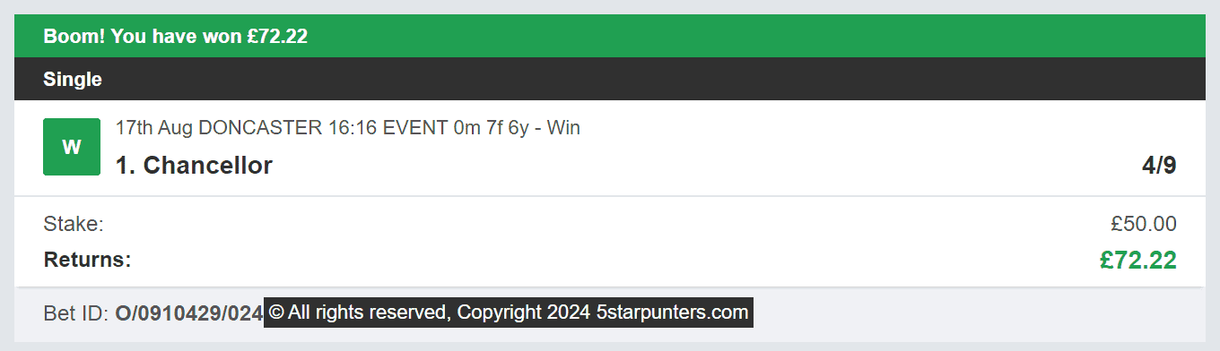 5 Star Punters - Winner 3 - 2024-08-17