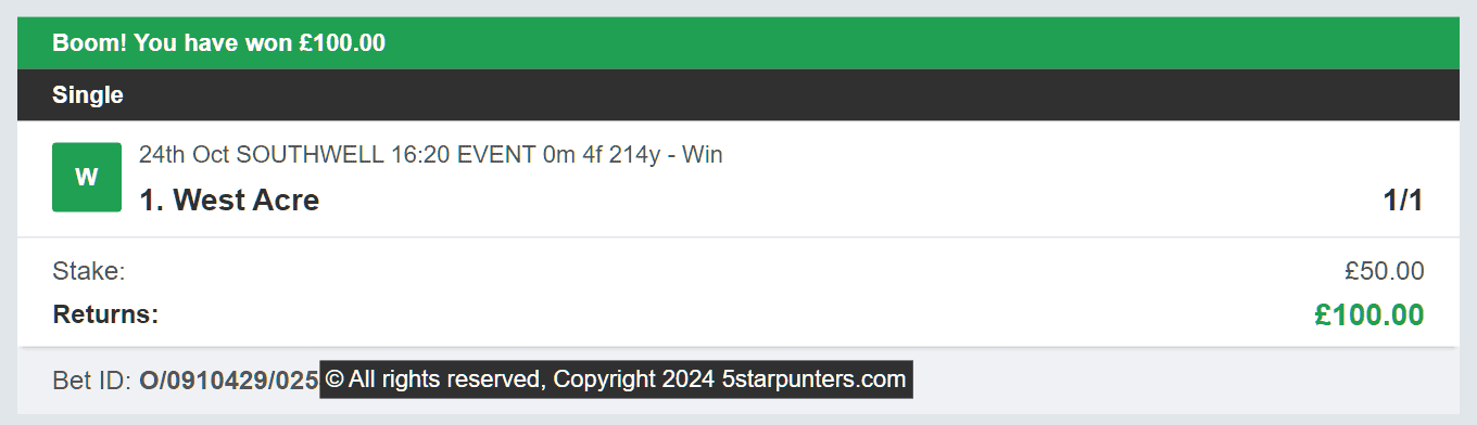 5 Star Punters - Winner 3 - 2024-10-24